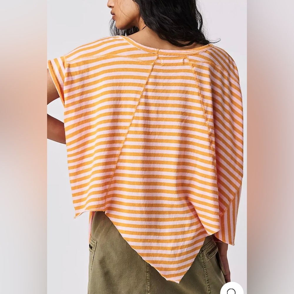 We The Free Orange and White Striped Short Sleeve Tee - Picture 2 of 2